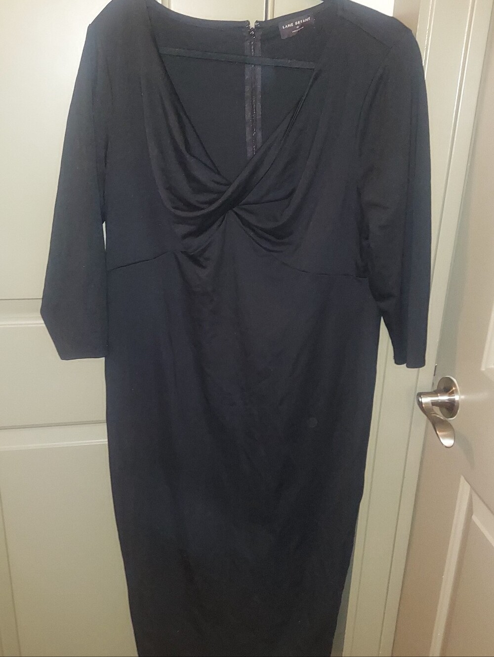 Lane Bryant Black Twist-Front Long Sleeve Dress
